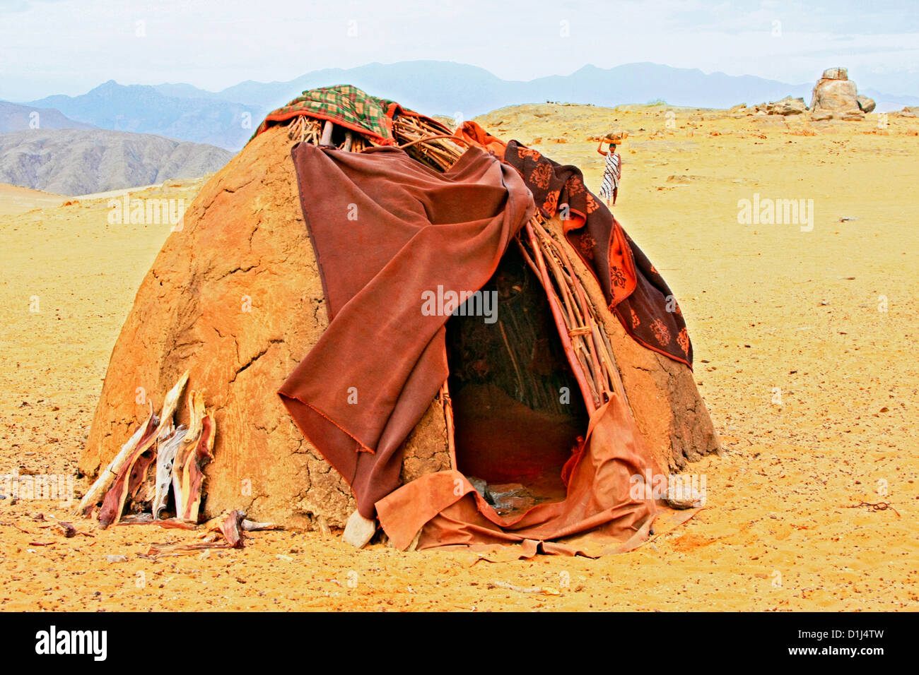 A remote Himba village in Kunene, Northern Namibia Stock Photo