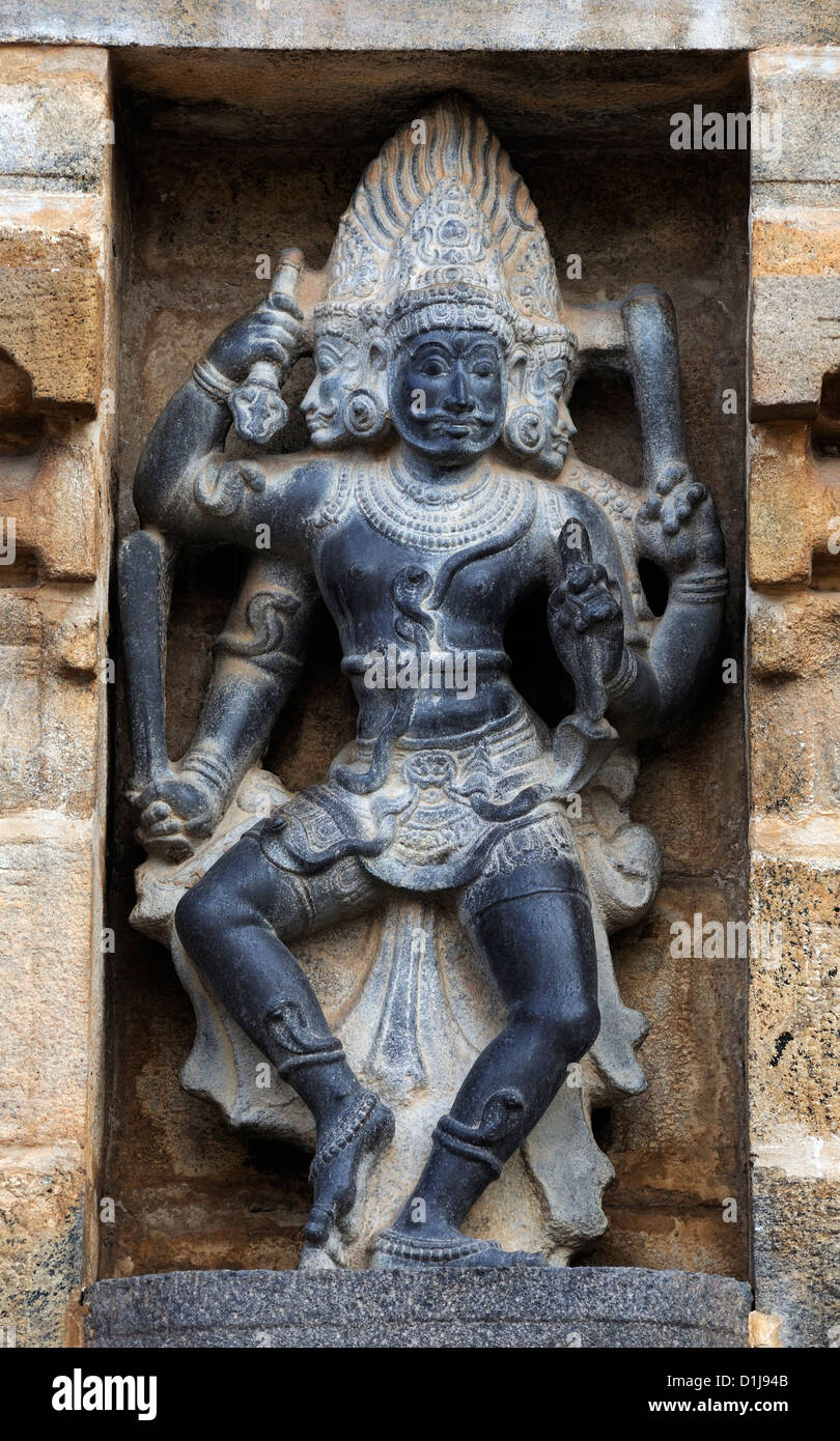 God Siva Statue (Three face expression) Stock Photo