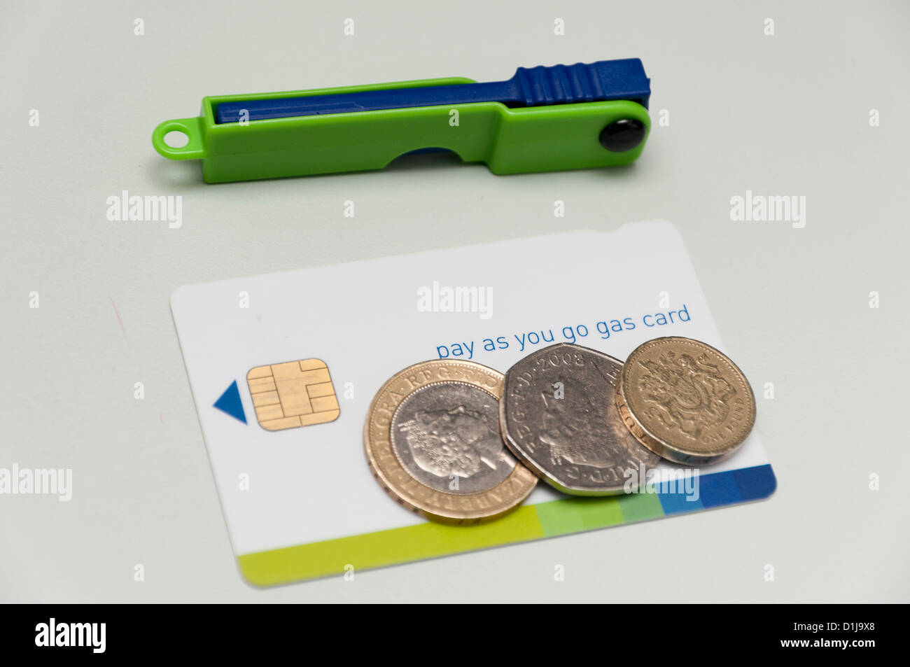 Fuel energy key for pay as you go meter. Stock Photo