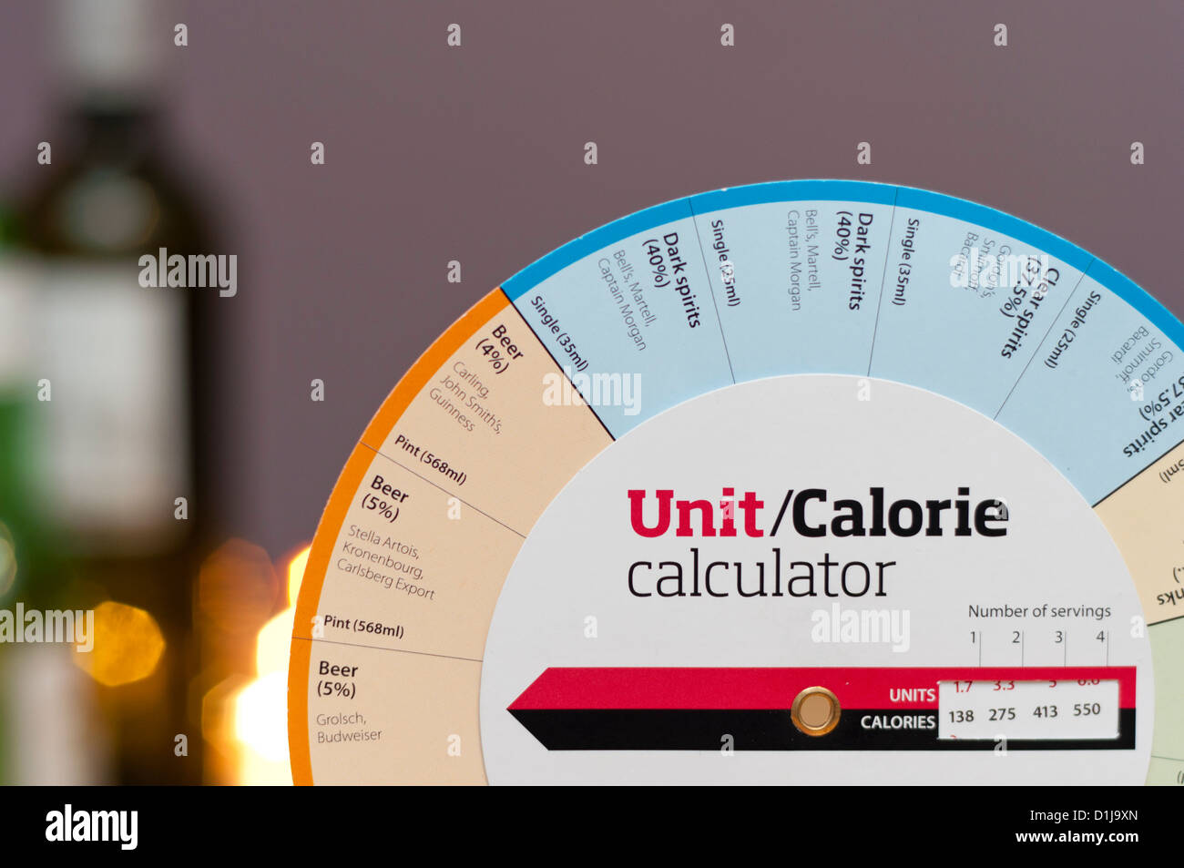 Alcohol units and calories calculator. Stock Photo