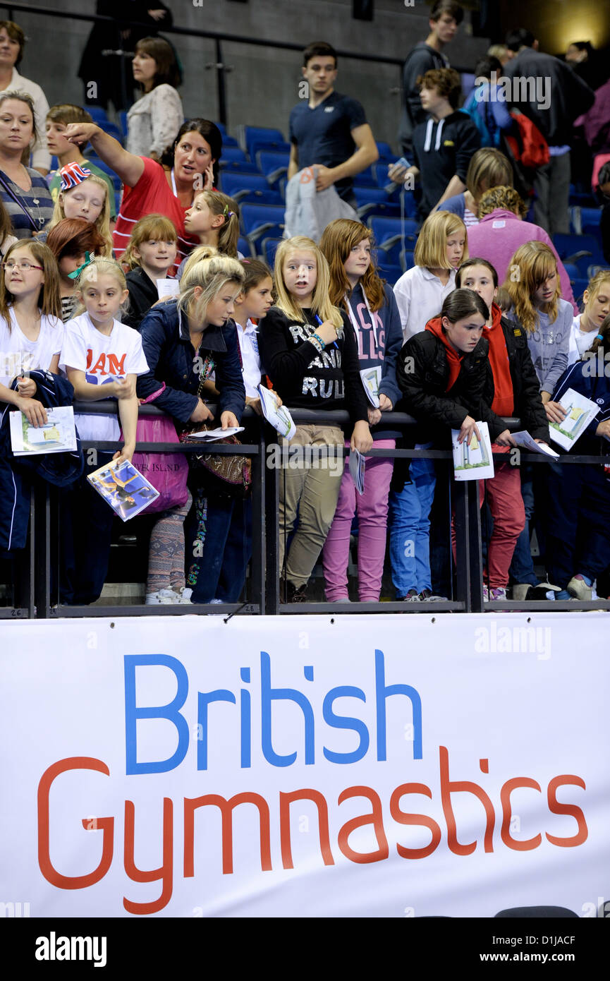 Fans watch the British Gymnastics Championships at The Liverpool Echo Arena. Photo by Alan Edwards Stock Photo