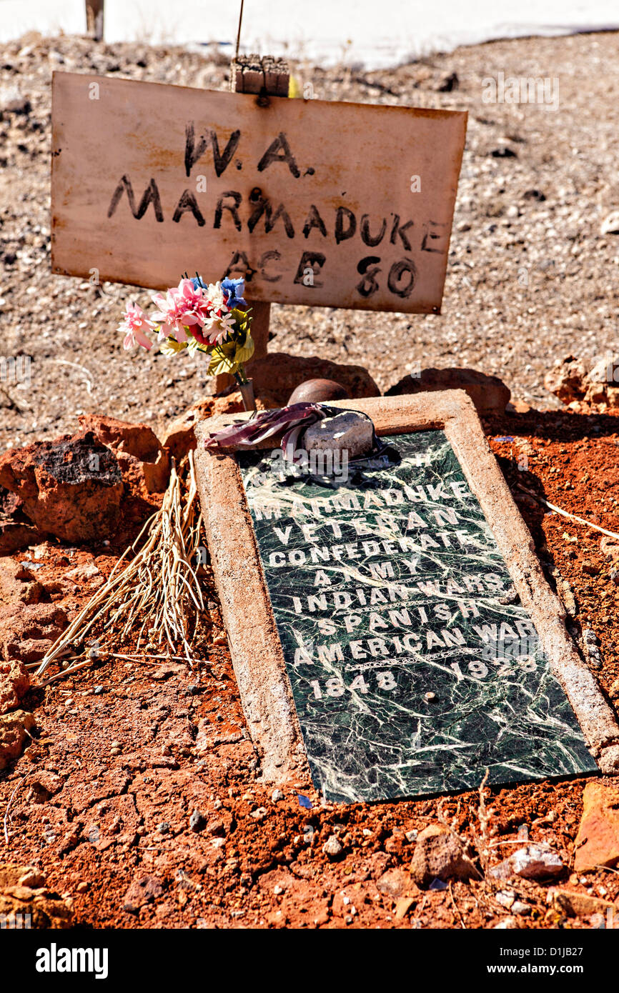 Old cemetery in former gold mining boomtown turned ghost town Goldfield, Nevada, USA Stock Photo