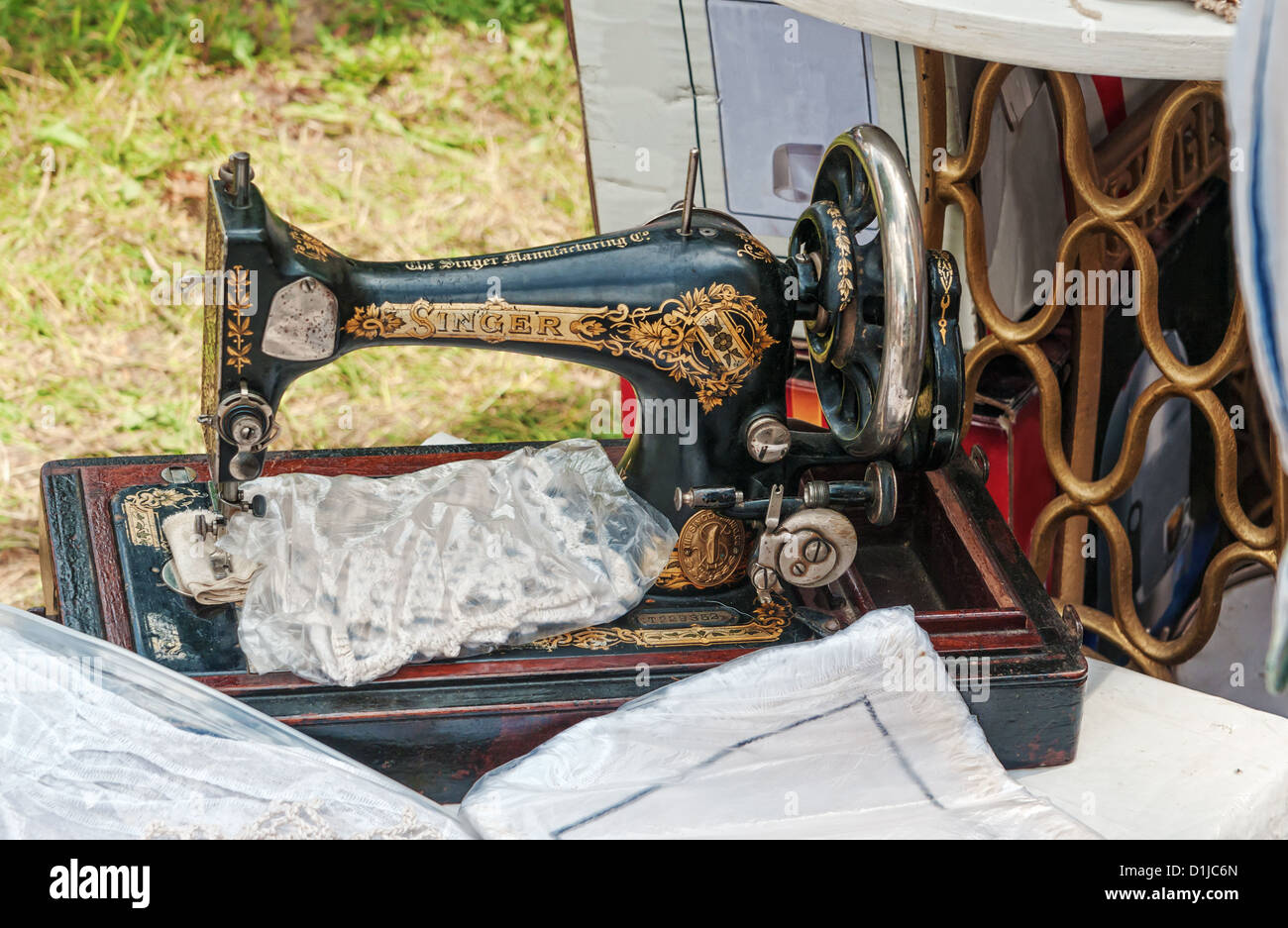 Ancient sewing machine Singer Stock Photo Alamy