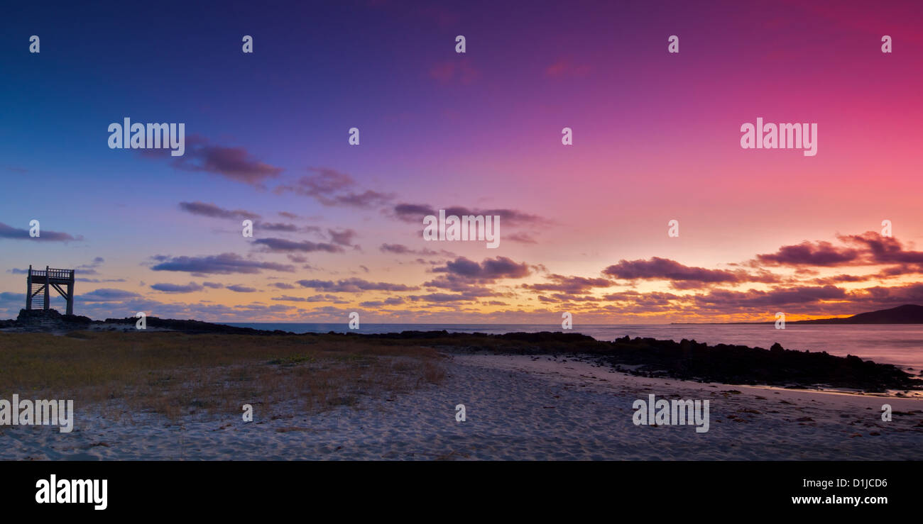 Twilight Scene at Galapagos Beach Stock Photo