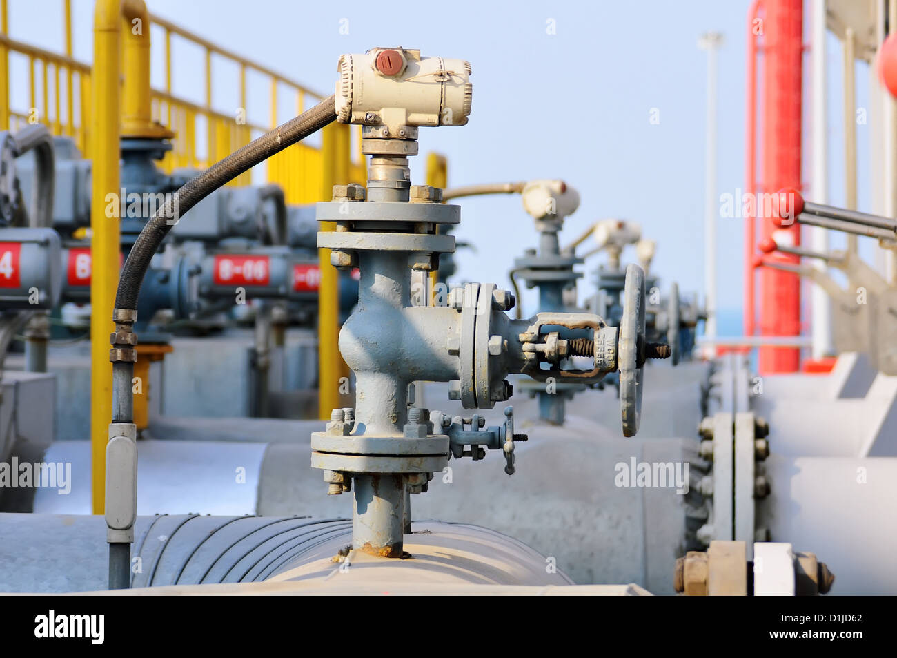 Oil pipeline valves Stock Photo Alamy