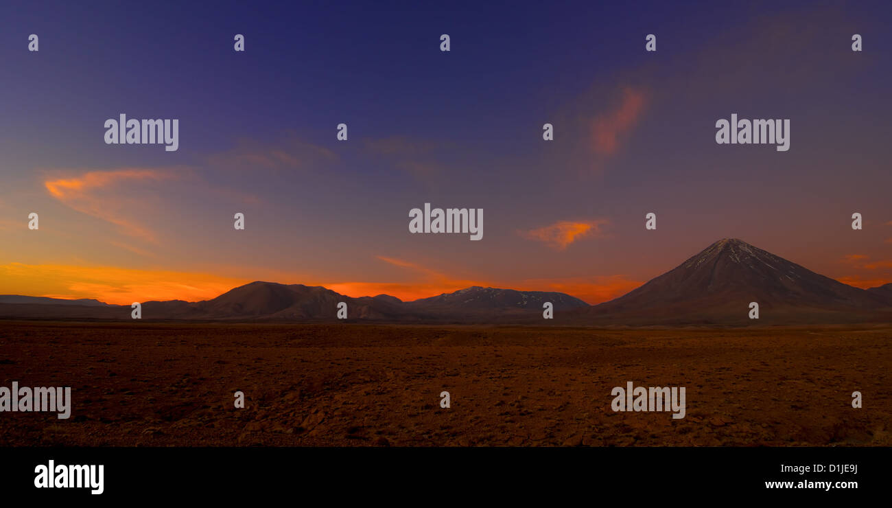 Lincancabur Volcano at Sunset near San Pedro de Atacama, Chile Stock Photo