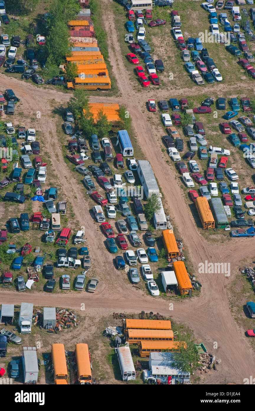 Aerial view of junk yard in Wexford County, Michigan, USA Stock Photo