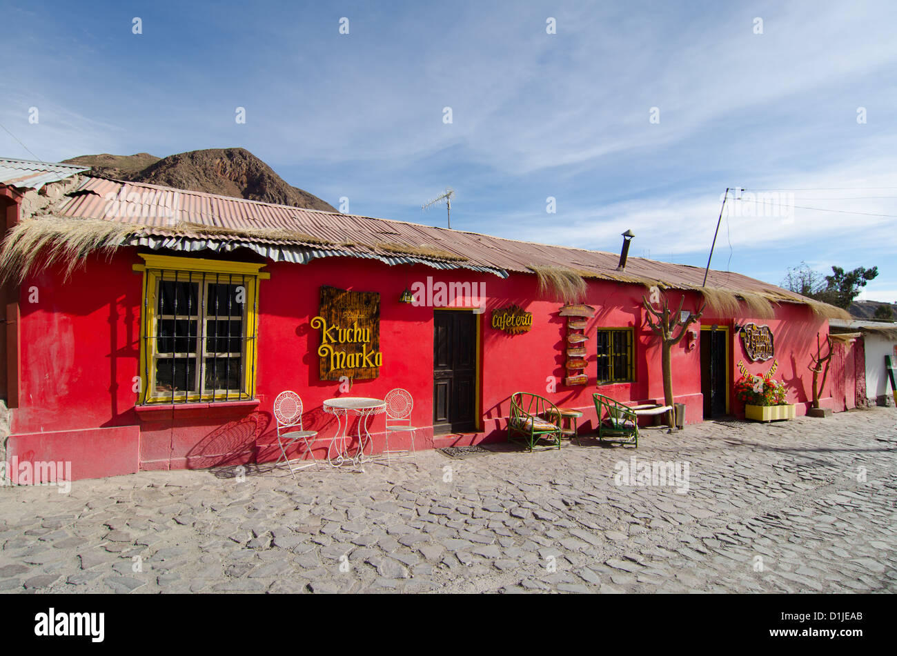Restaurant in Putre, Chile Stock Photo