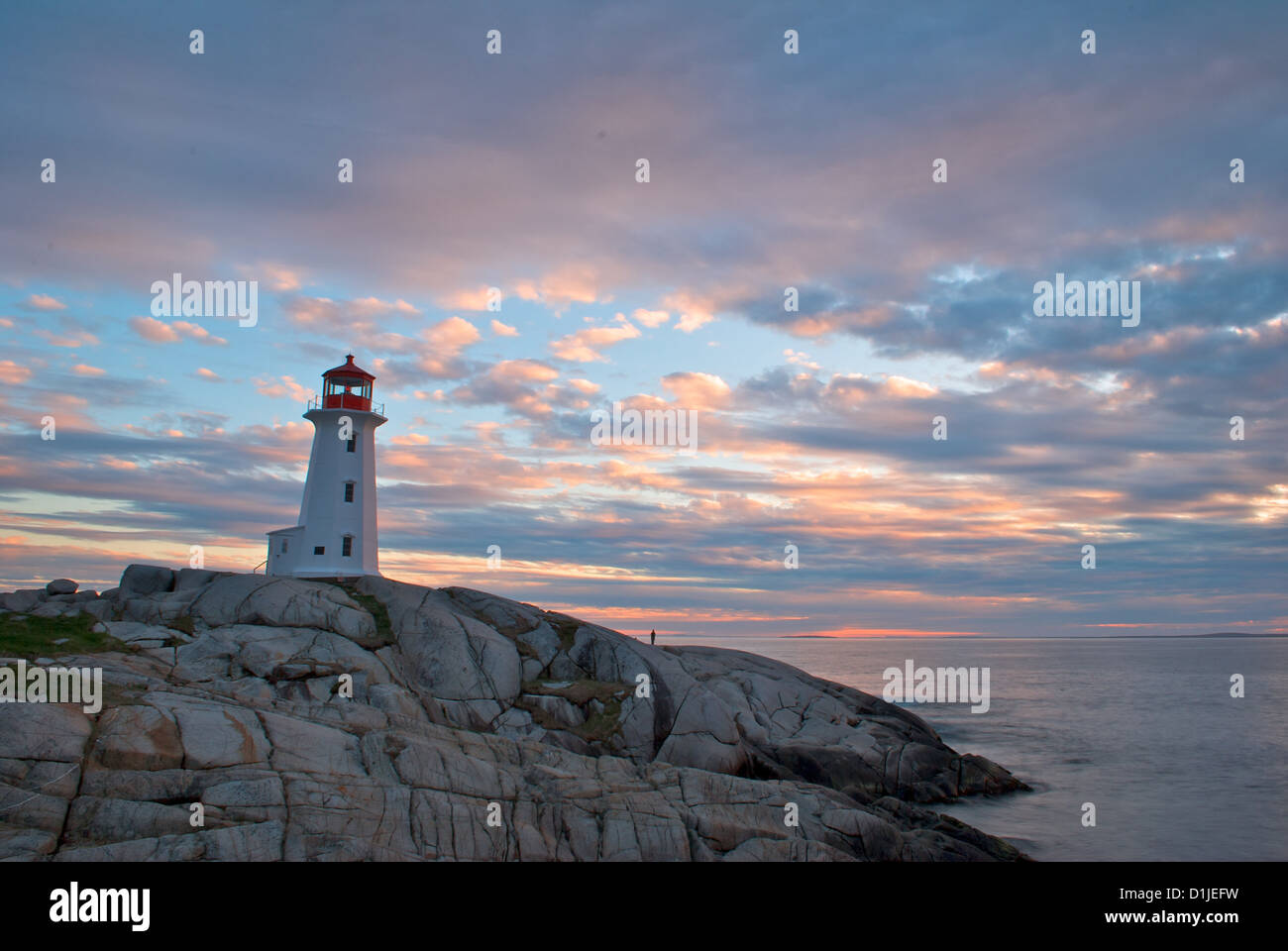 Peggy's Cove Lighthouse, UNESCO World Heritage Site, NS, Canada Stock