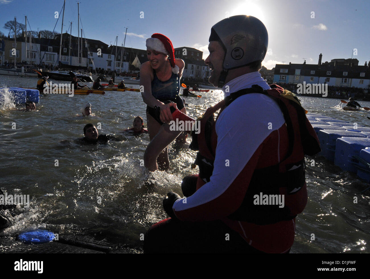 Christmas harbour swim, Weymouth, Dorset, Britain, UK Stock Photo