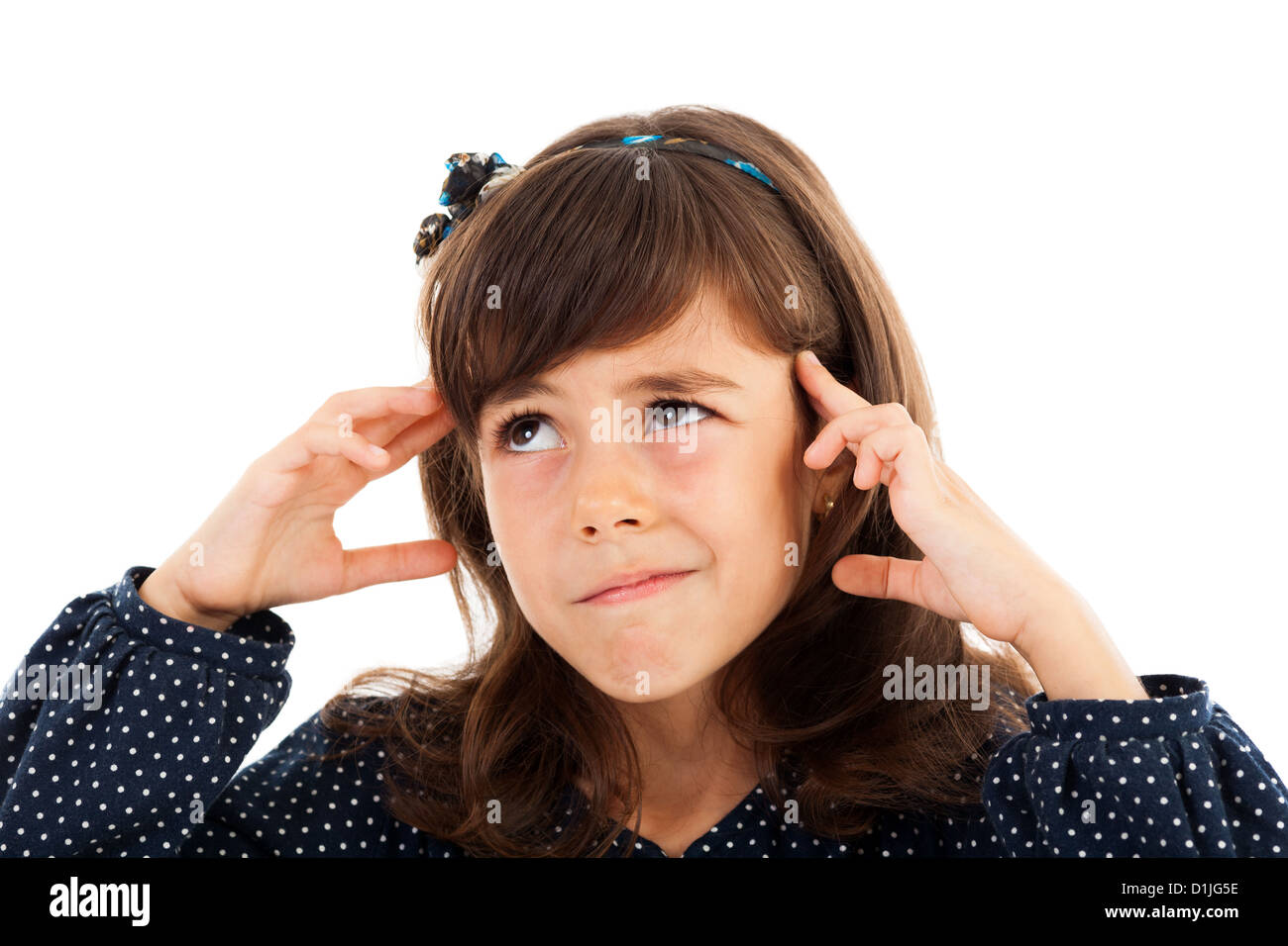 Closeup Of A Funny Little Girl Thinking Stock Photo - Alamy