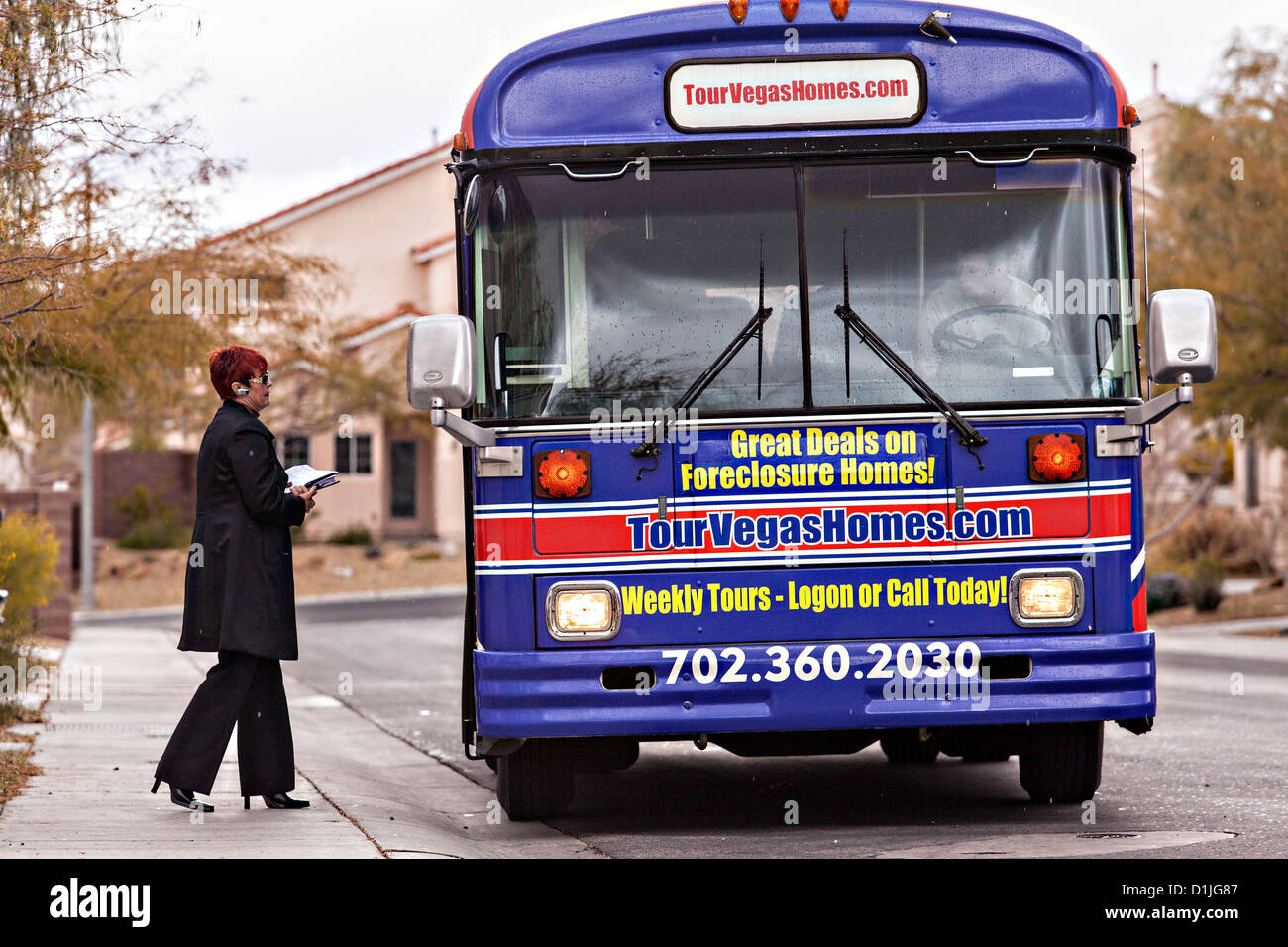 Foreclosure real estate bus tour in Las Vegas, NV. Stock Photo