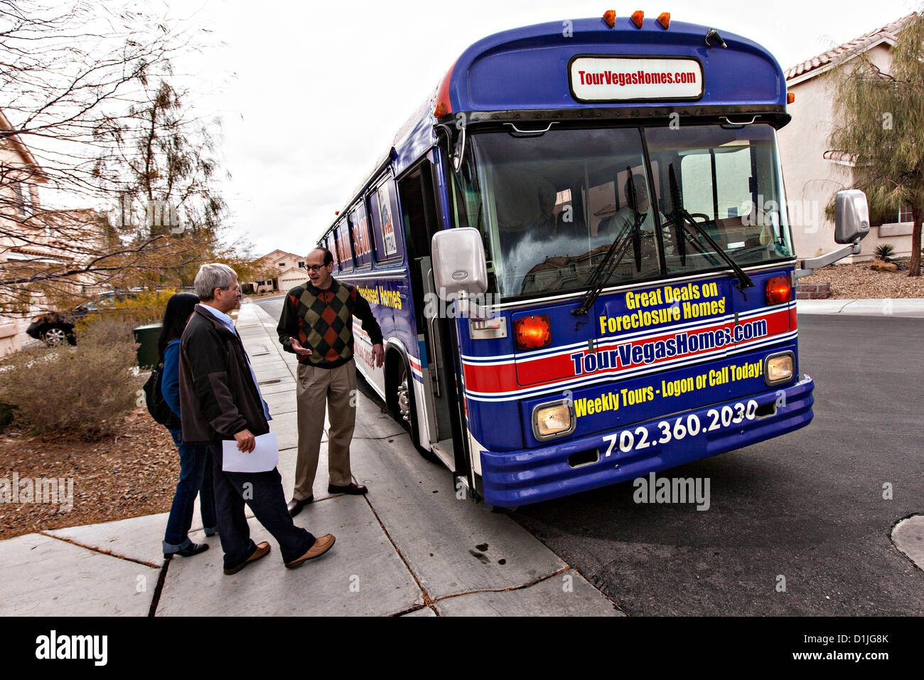 Foreclosure real estate bus tour in Las Vegas, NV. Stock Photo
