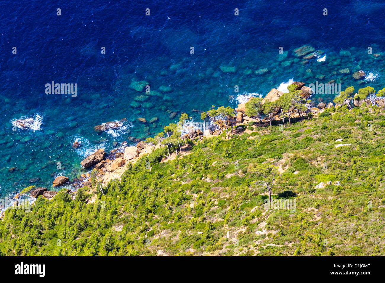 Aerial view of Beautiful Scenic Coastline near Cassis in Southern France Stock Photo
