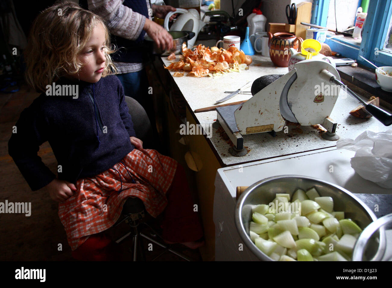 https://c8.alamy.com/comp/D1JJ23/portrait-of-the-blond-child-in-a-rural-kitchenold-mechanical-bread-D1JJ23.jpg