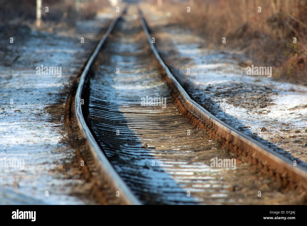 Old railroad track train line Stock Photo