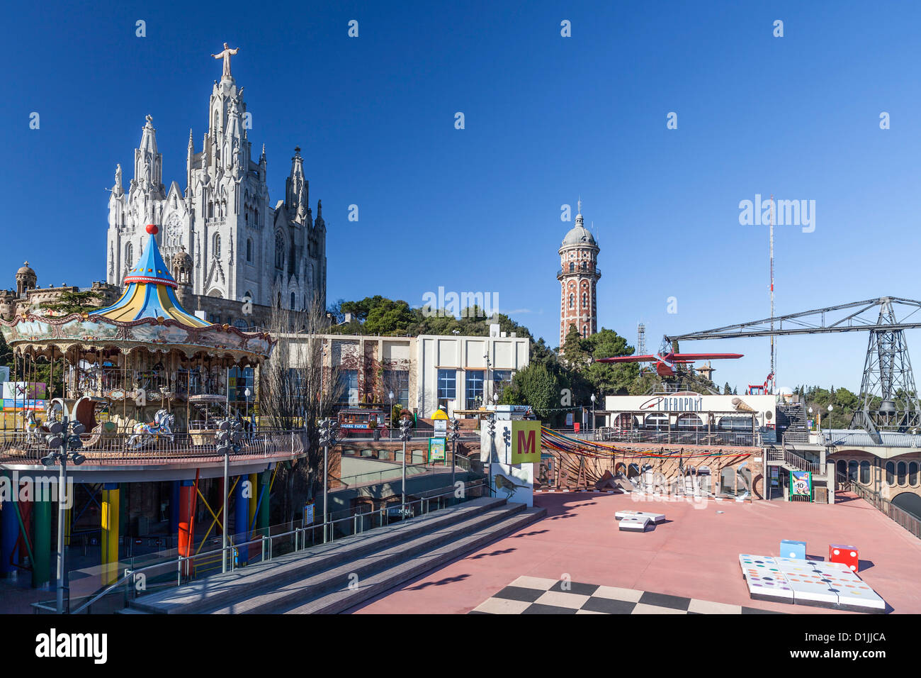 Tibidabo amusement park in Barcelona Stock Photo