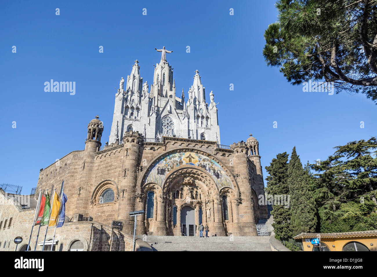 Temple expiatori del sagrat cor located in tibidabo,Barcelona Stock Photo