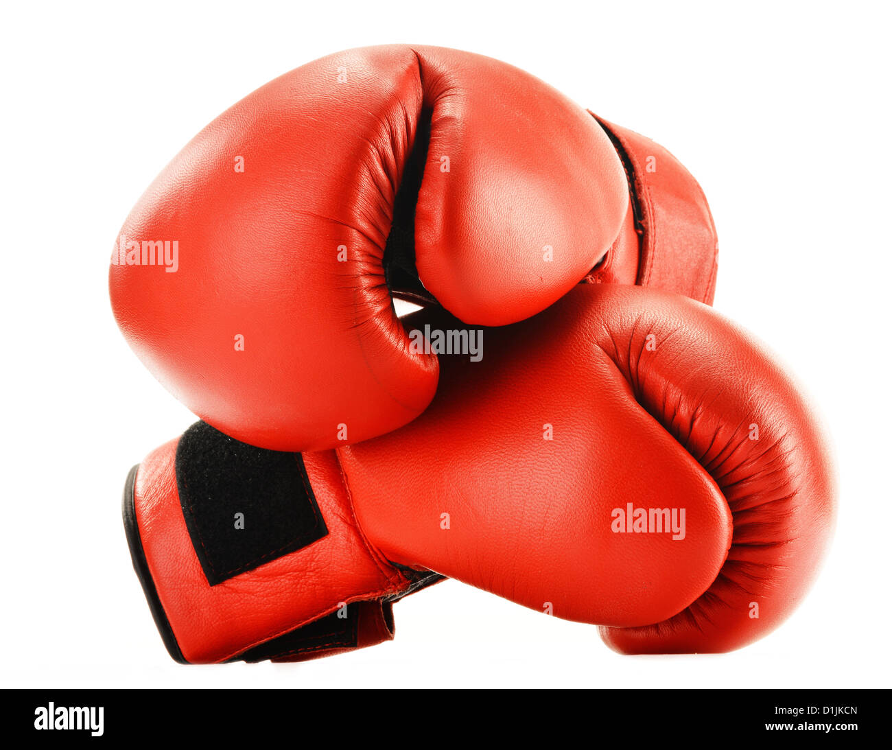 Pair of red leather boxing gloves isolated on white Stock Photo Alamy