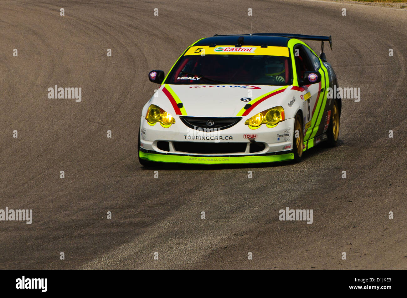 An Acura RSX  competes in the  CTCC Canadian Touring Car Championship at the 2011 Mobile-1 Grand Prix Mosport Stock Photo