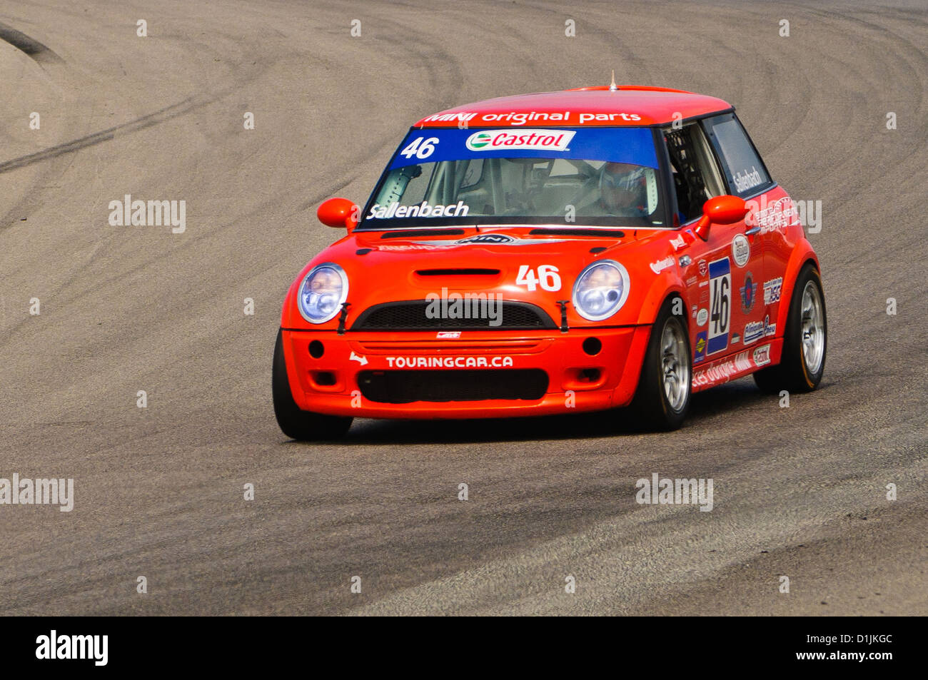 A Mini Cooper competes in the  CTCC Canadian Touring Car Championship at the 2011 Mobile-1 Grand Prix Mosport Stock Photo