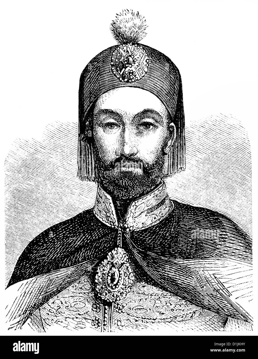 portrait of Abduelmecid I, Abdul Mejid I or Abd-ul-Mejid I, 1823 - 1861, Sultan of the Ottoman Empire, Turkey Stock Photo