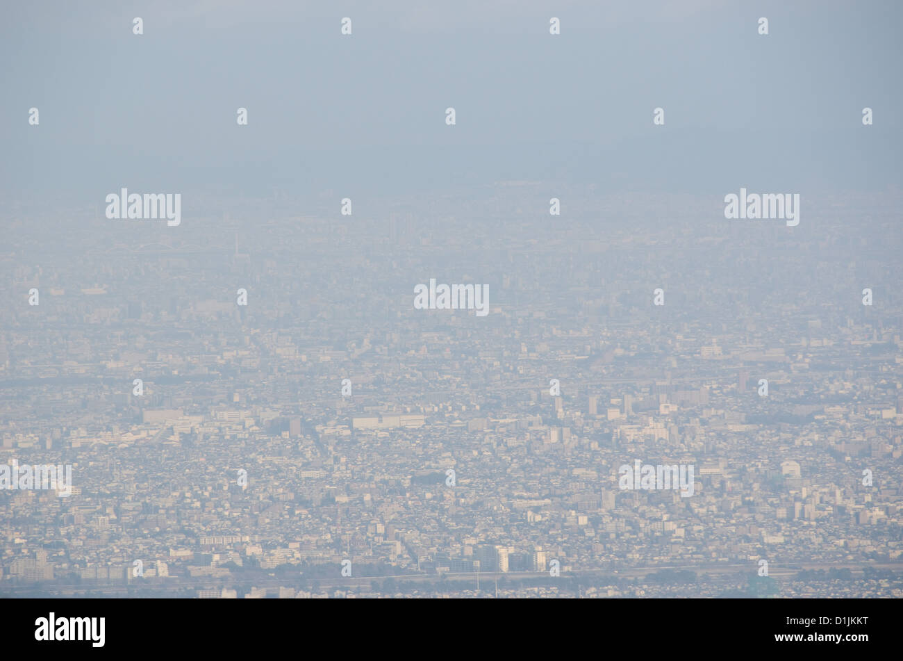 Panorama view of Osaka from the surrounding mountains Stock Photo