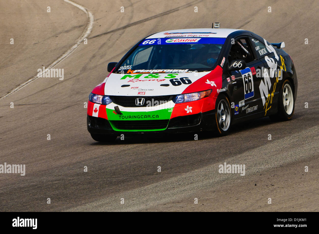 A Honda Civic competes in the  CTCC Canadian Touring Car Championship at the 2011 Mobile-1 Grand Prix Mosport Stock Photo