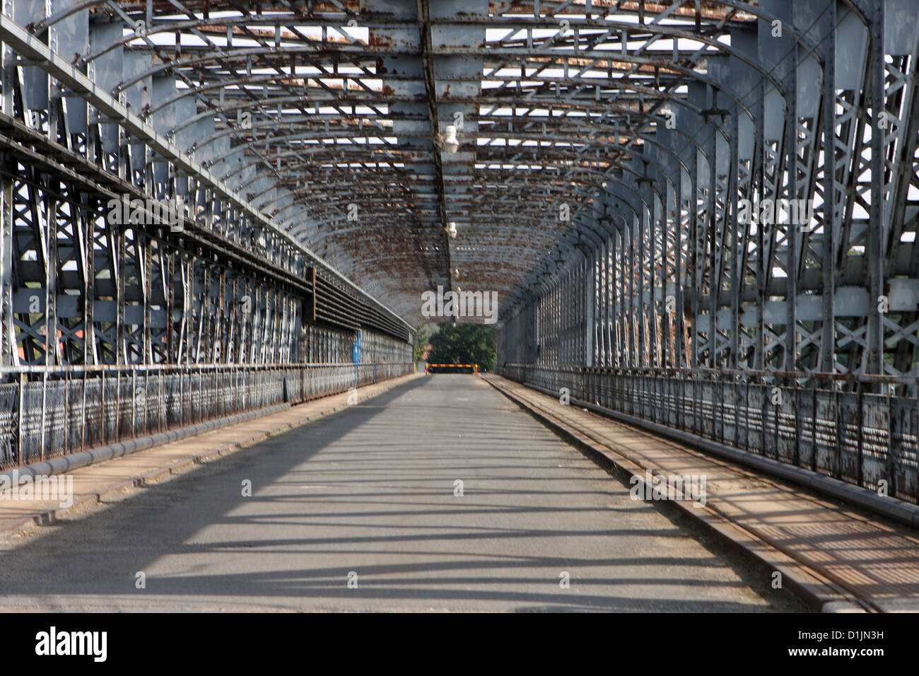 Old riveted iron bridge in Nelahozeves Stock Photo