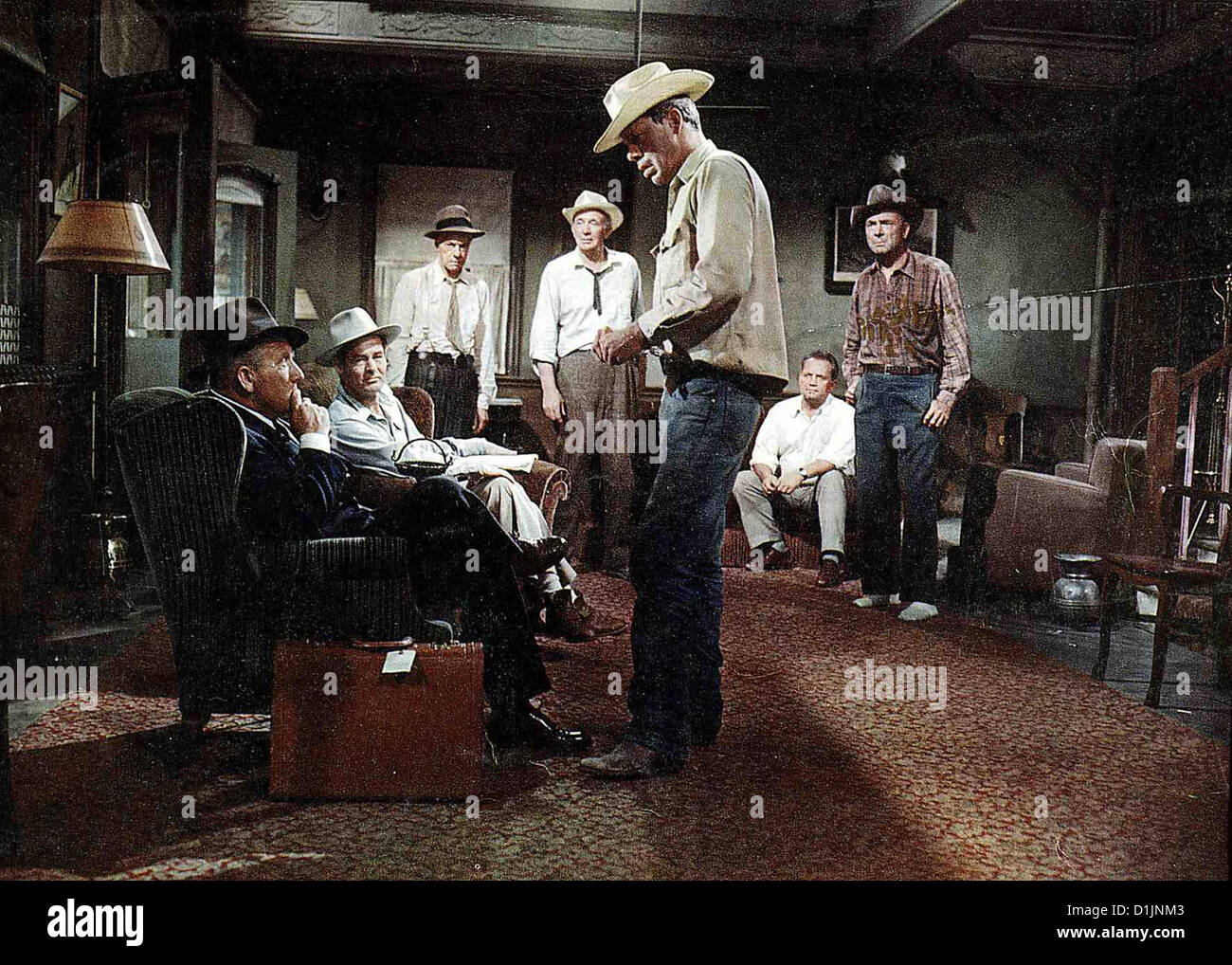 Stadt In Angst  Bad Day At Black Rock  Spencer Tracy, Robert Ryan, Russell Collins, Walter Brennan, Lee Marvin, Walter Sande, Stock Photo