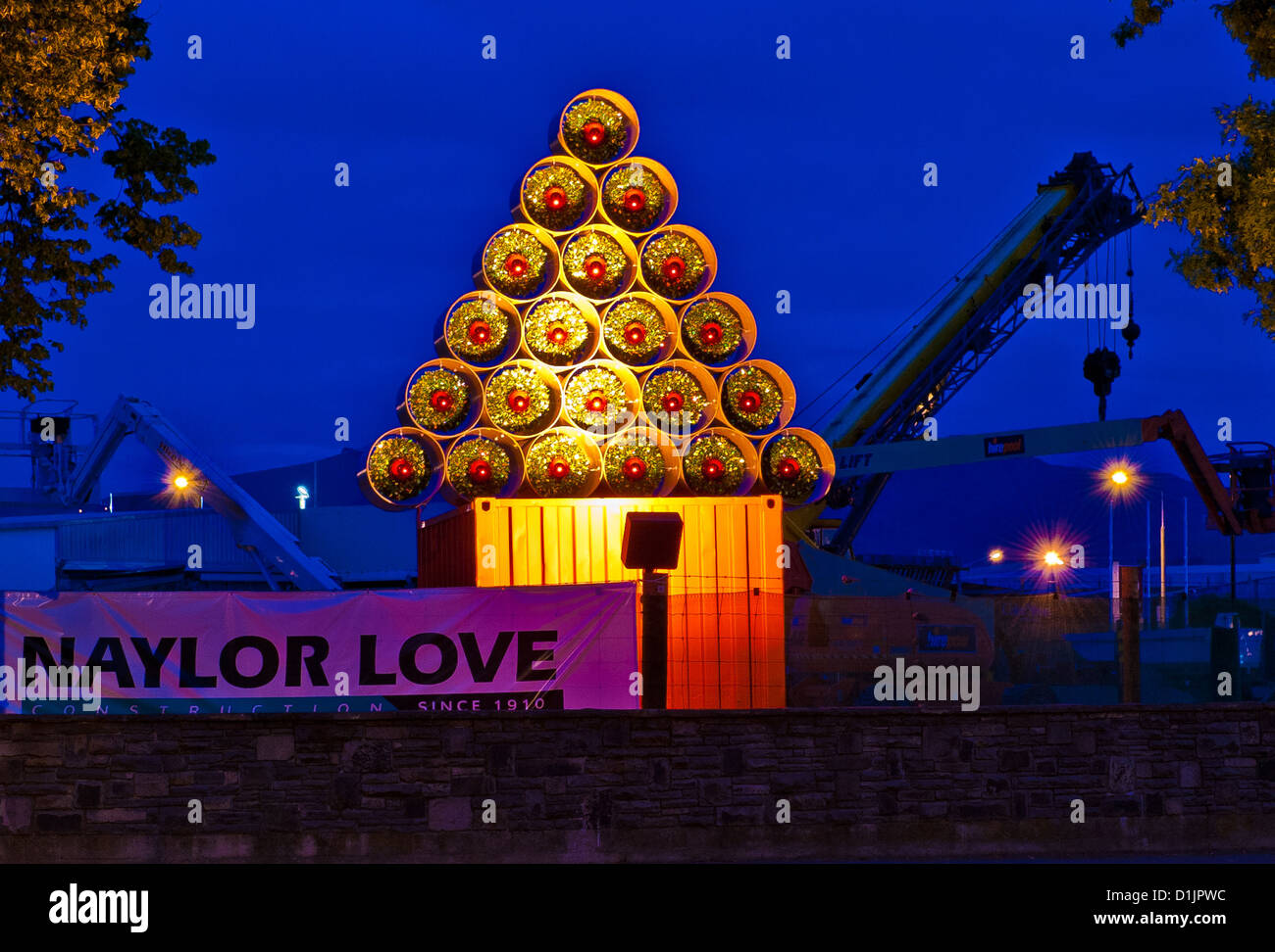 Christmas tree off latimer square christchurch new zealand hires stock