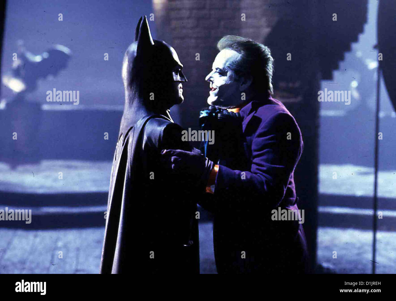 Batman  Batman  Michael Keaton, Jack Nicholson Es gelingt Batman (Michael Keaton,l) den Joker Jack Napier (Jack Nicholson) zu Stock Photo