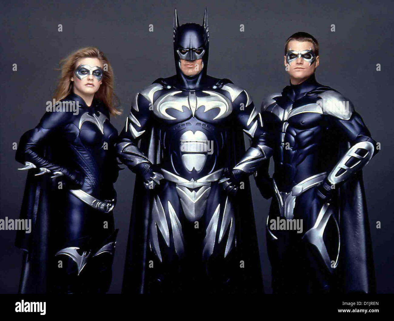 Batman & Robin  Batman Robin  Batgirl (Alicia Silverstone), Batman (George Clooney), Robin (Chris O'Donnell) *** Local Caption Stock Photo