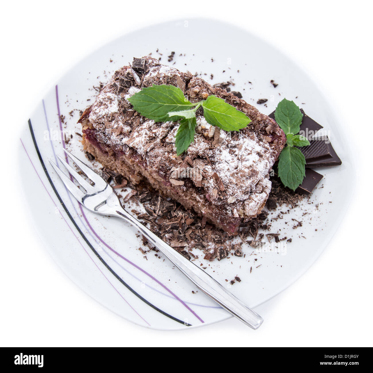 Piece of Chocolate Cake isolated on white background Stock Photo - Alamy