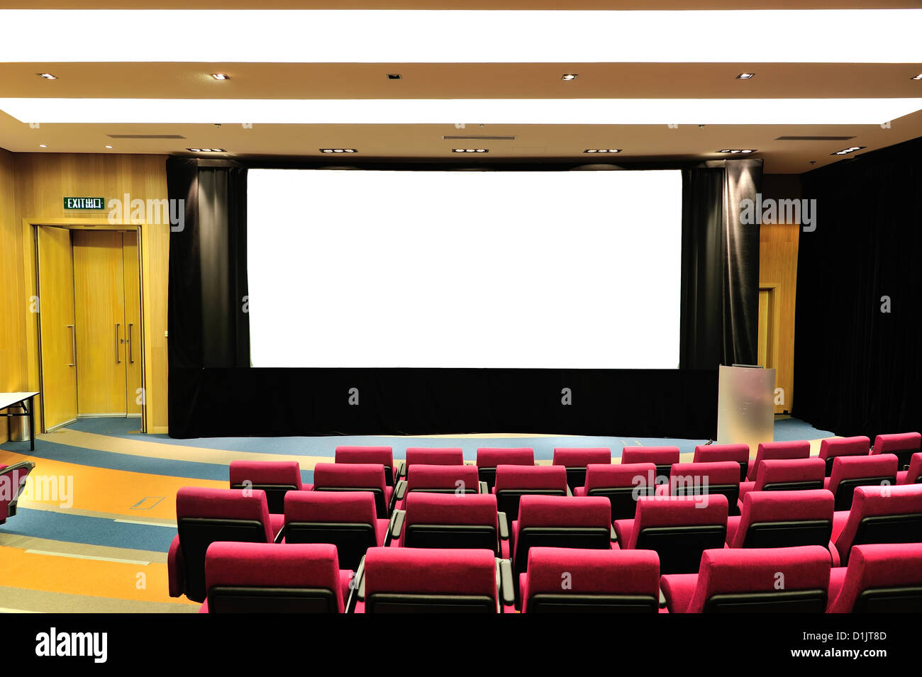 Empty lecture theater with white board Stock Photo