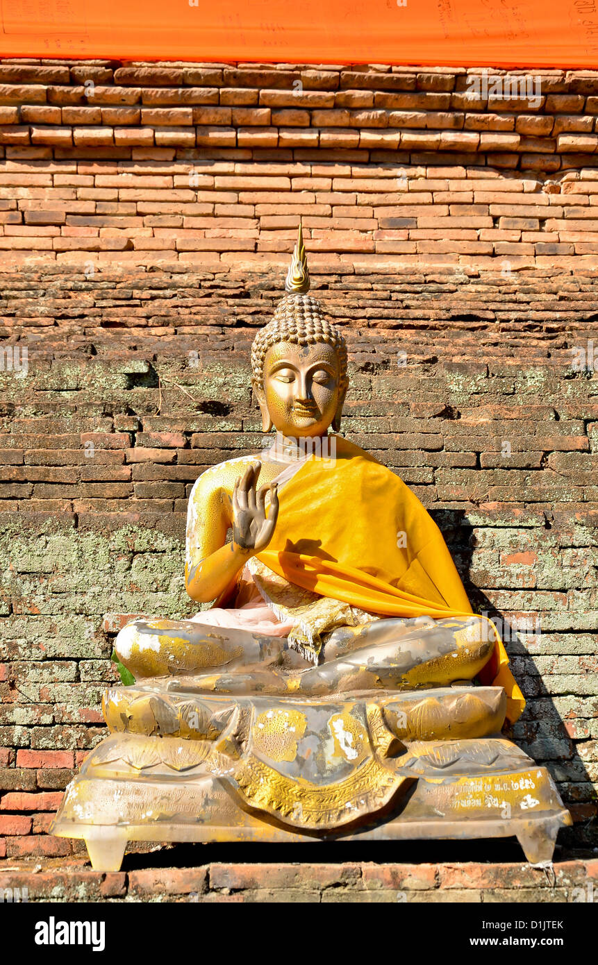 old Buddha statue in temple at Ayutthaya, Thailand Stock Photo