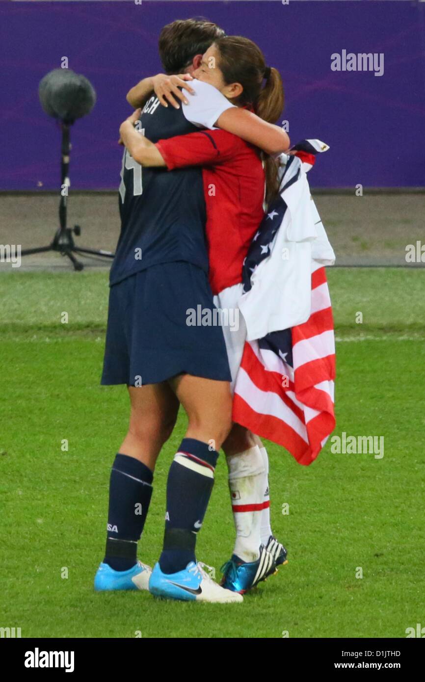 Abby Wambach (USA), Homare Sawa (JPN),  AUGUST 9, 2012 - Football / Soccer :  Women's Final match between Japan Women's 1-2 USA Women's at Wembley Stadium during the London 2012 Olympic Games in Coventry, UK. (Photo by YUTAKA/AFLO SPORT) Stock Photo