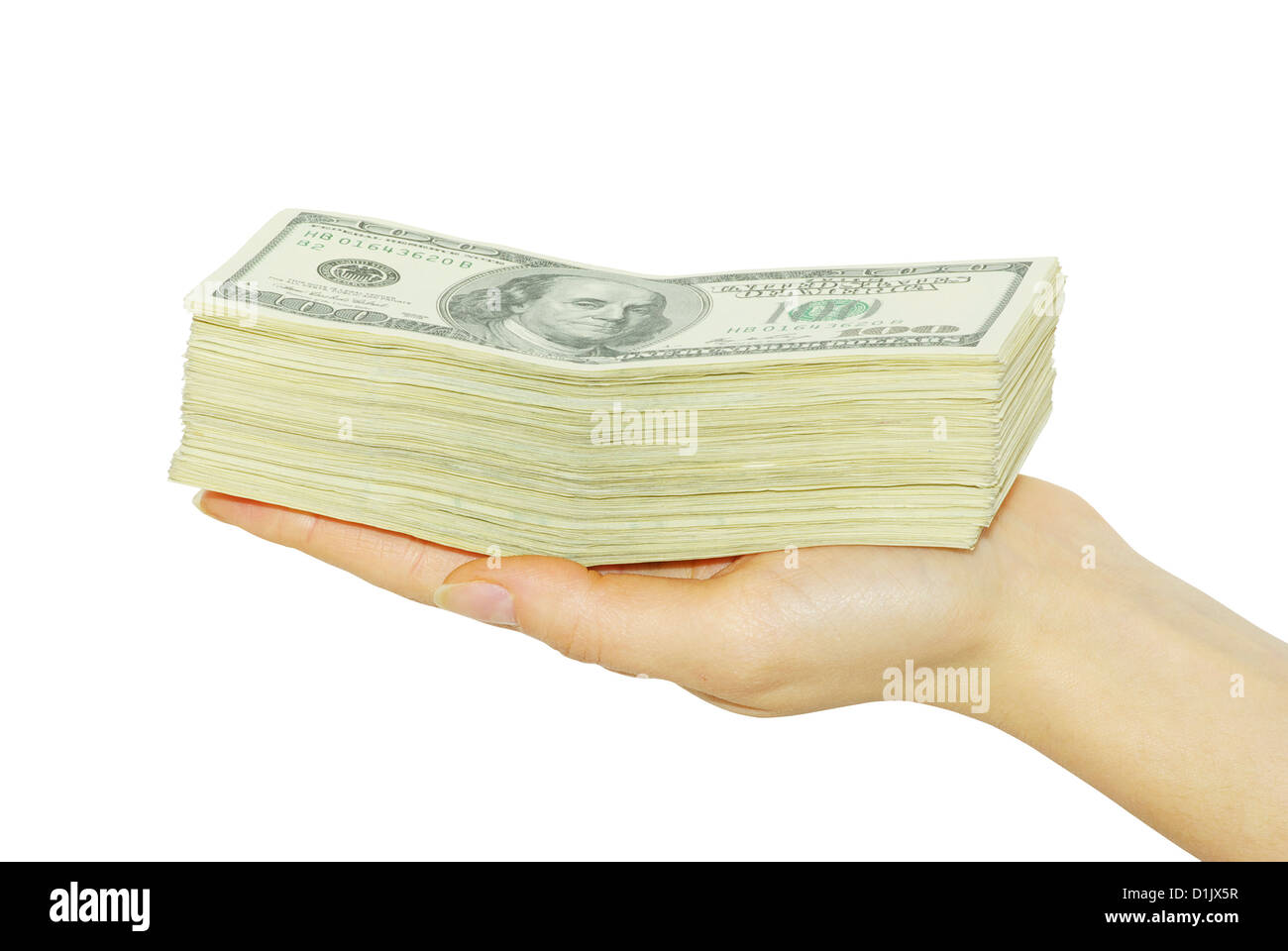 Hand with money isolated on white background Stock Photo - Alamy