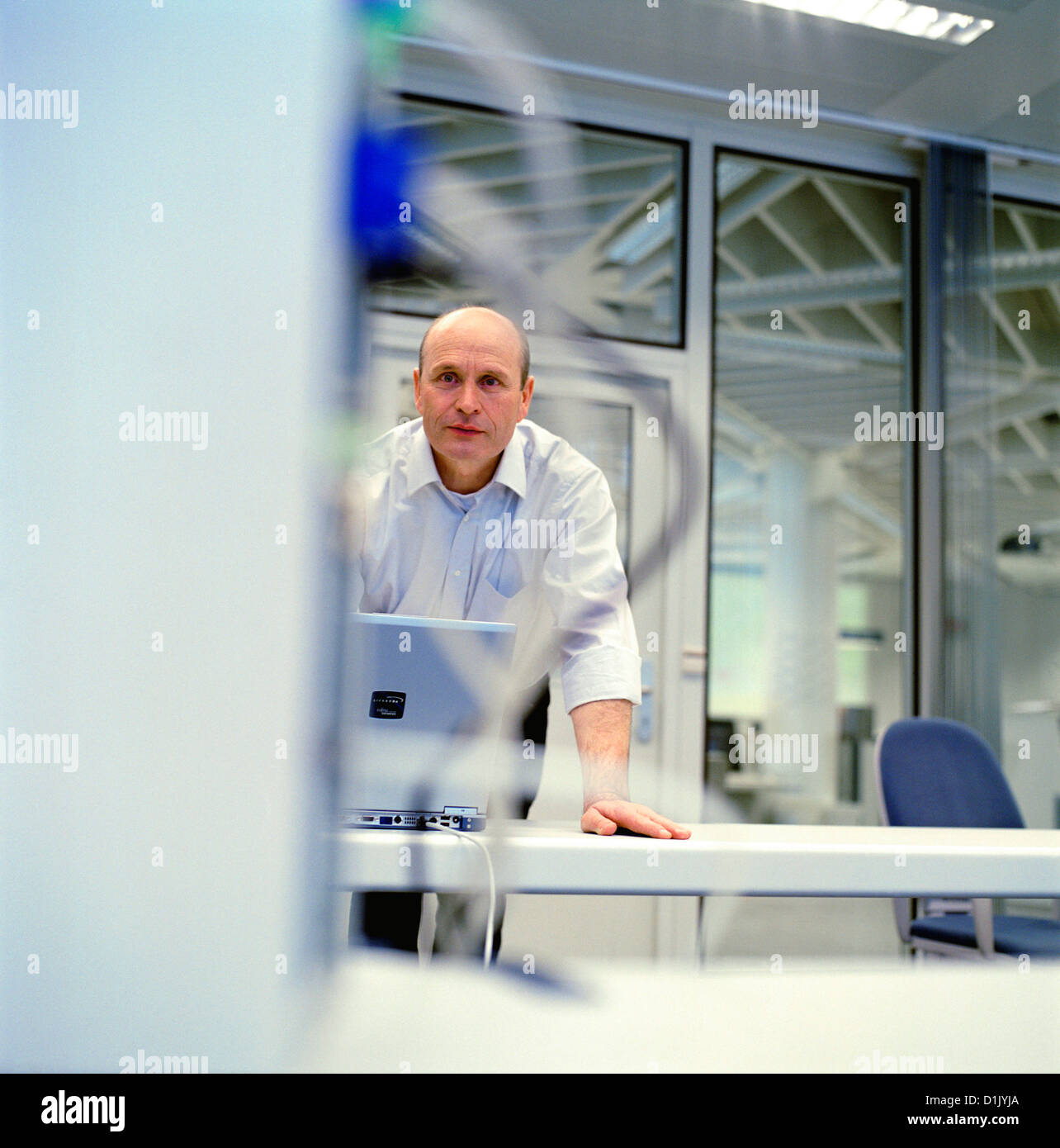 business people data center control center man License free except ads and billboards Stock Photo