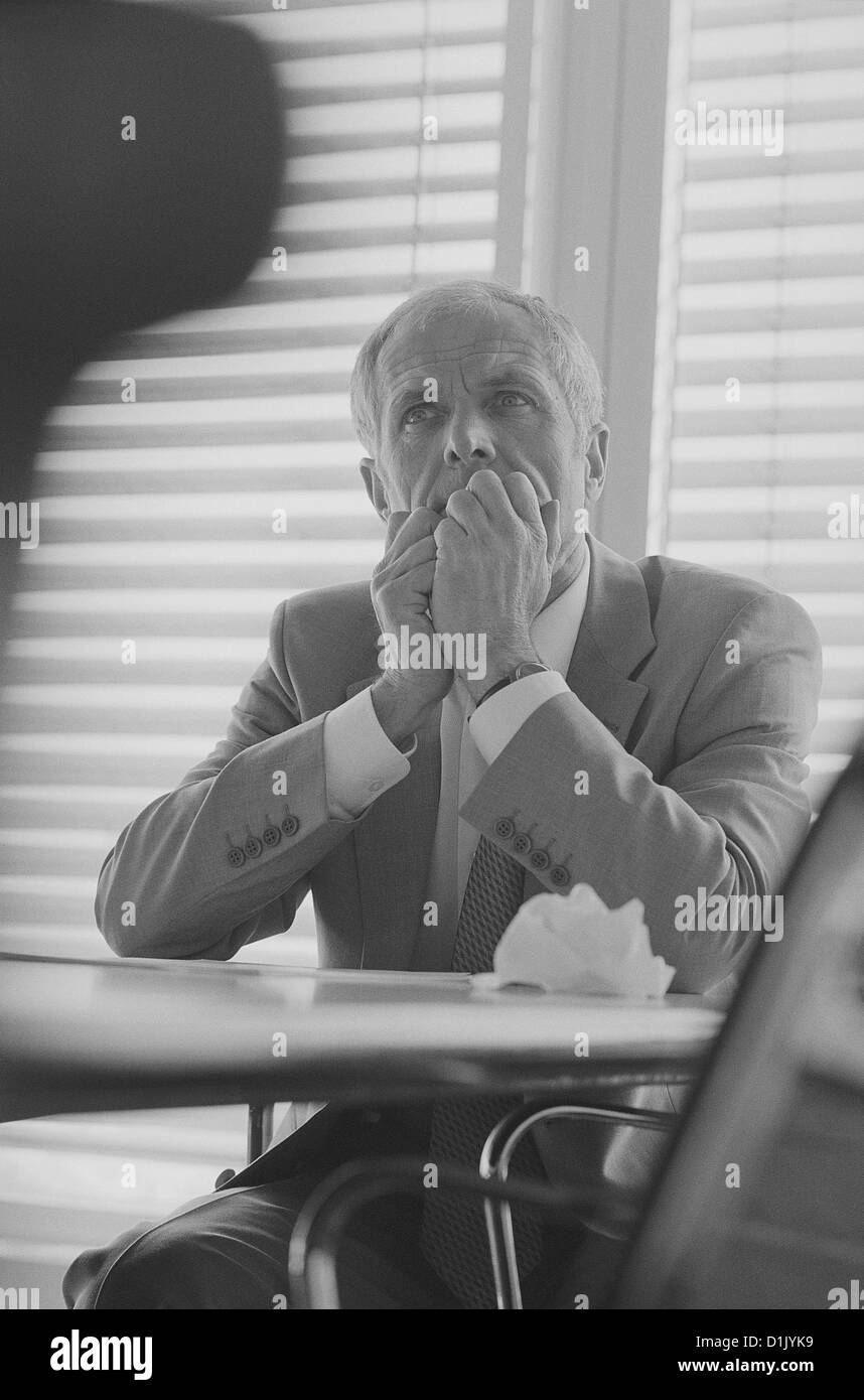 black and white business manager frustration stress businessman stressed License free except ads and billboards Stock Photo