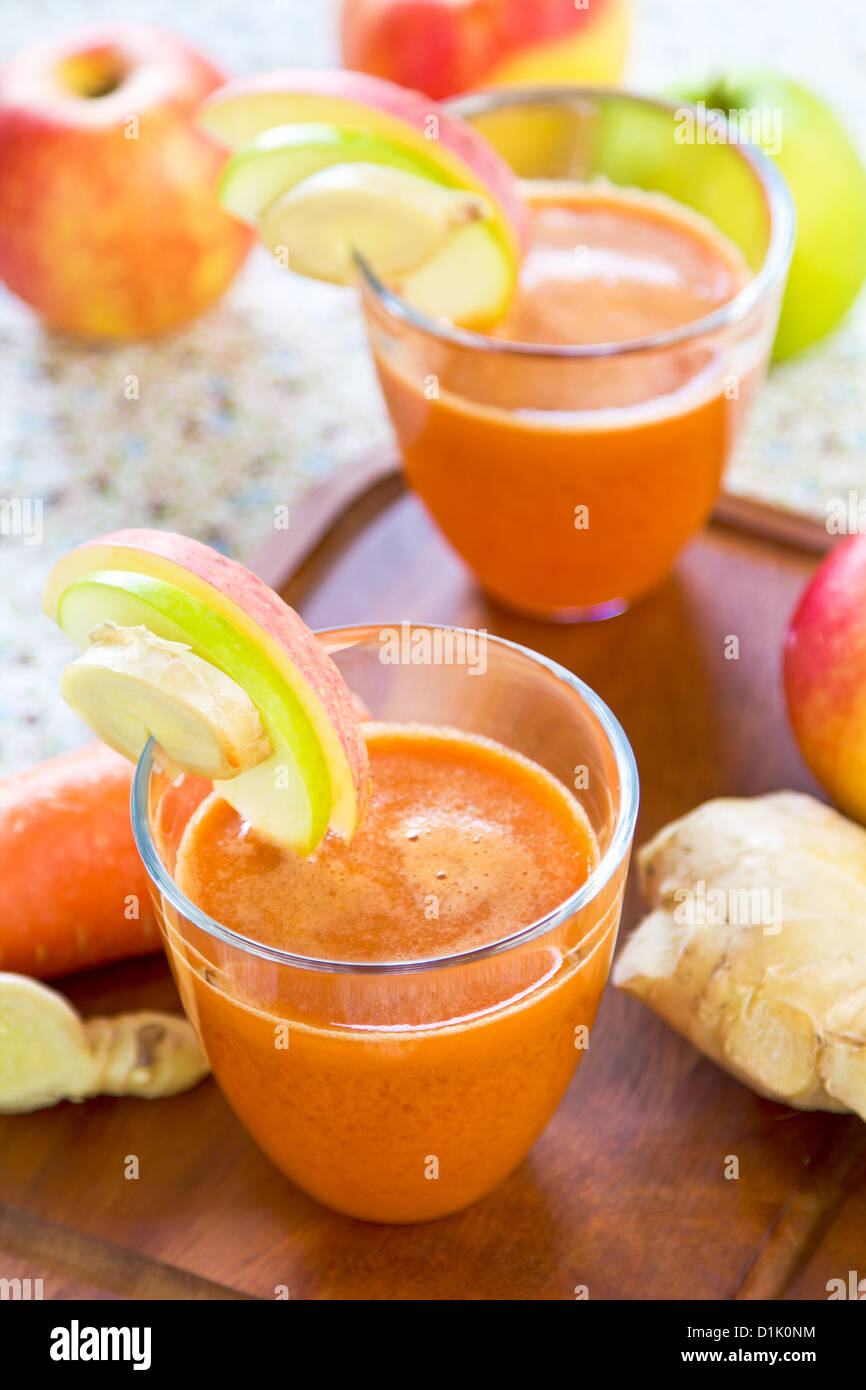 Carrot with Apple and Ginger juice Stock Photo Alamy