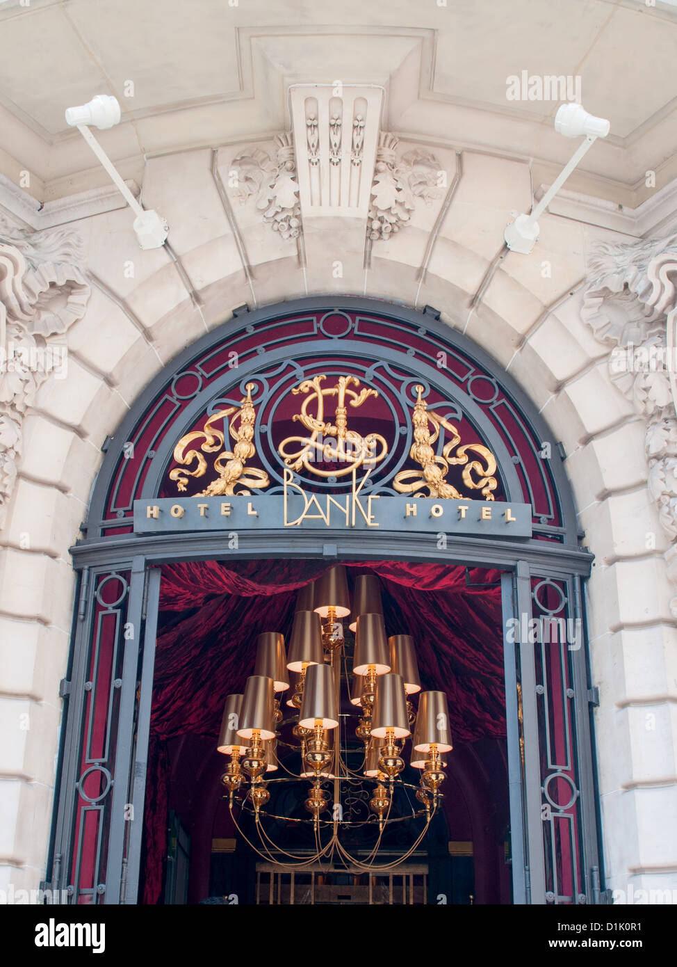 The entrance to Hotel Banke Paris France Europe View from the front. Close up Stock Photo