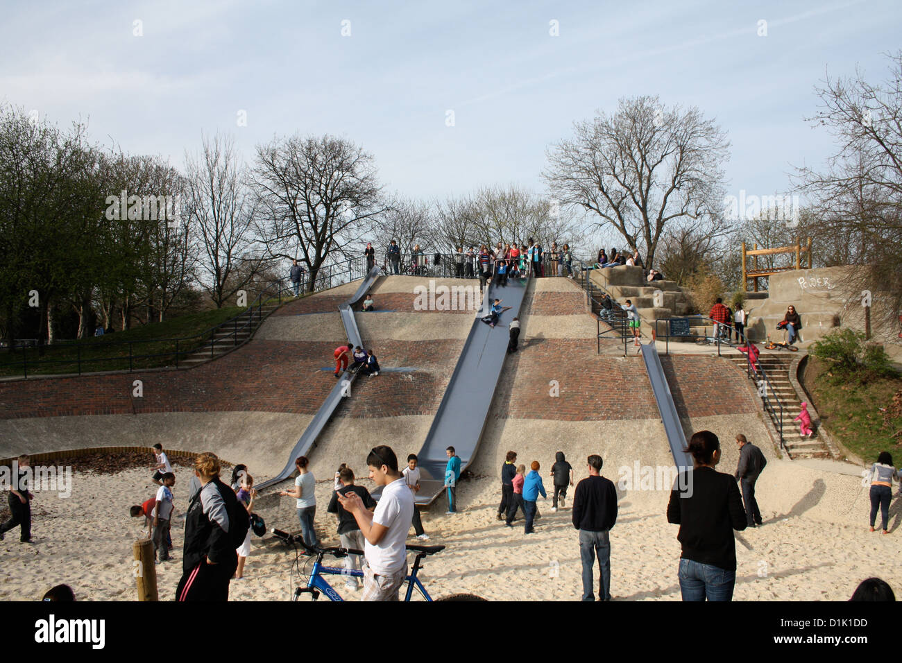 Children playing in Victoria Park, East London, UK Stock Photo