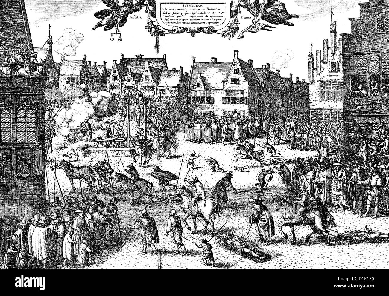 the torture and execution of the members of the English Gunpowder Plot, 30th January 1606 Stock Photo