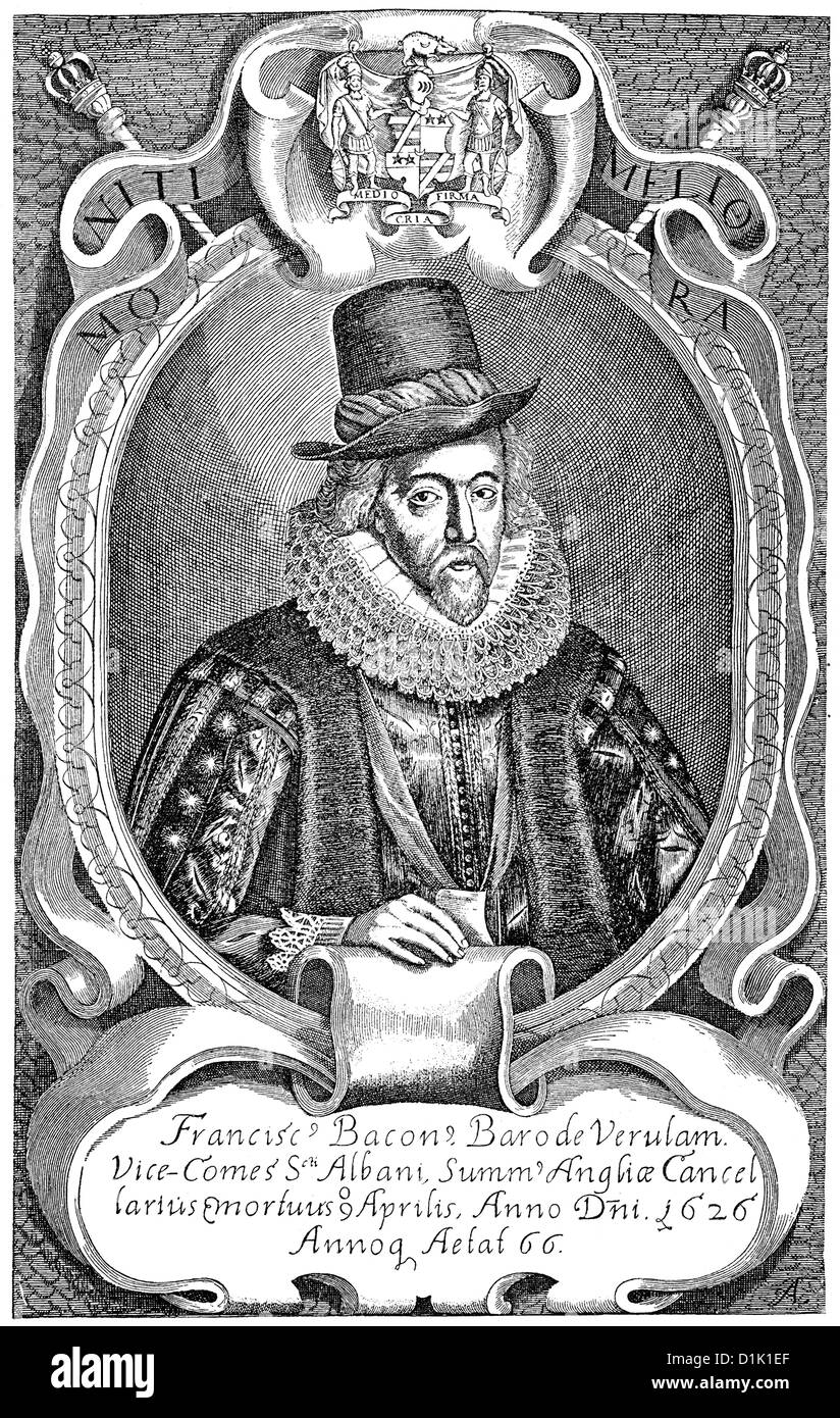 portrait of Francis Bacon or Baron Baco of Verulam, 1561 - 1626, an English philosopher, statesman and scientist, Stock Photo