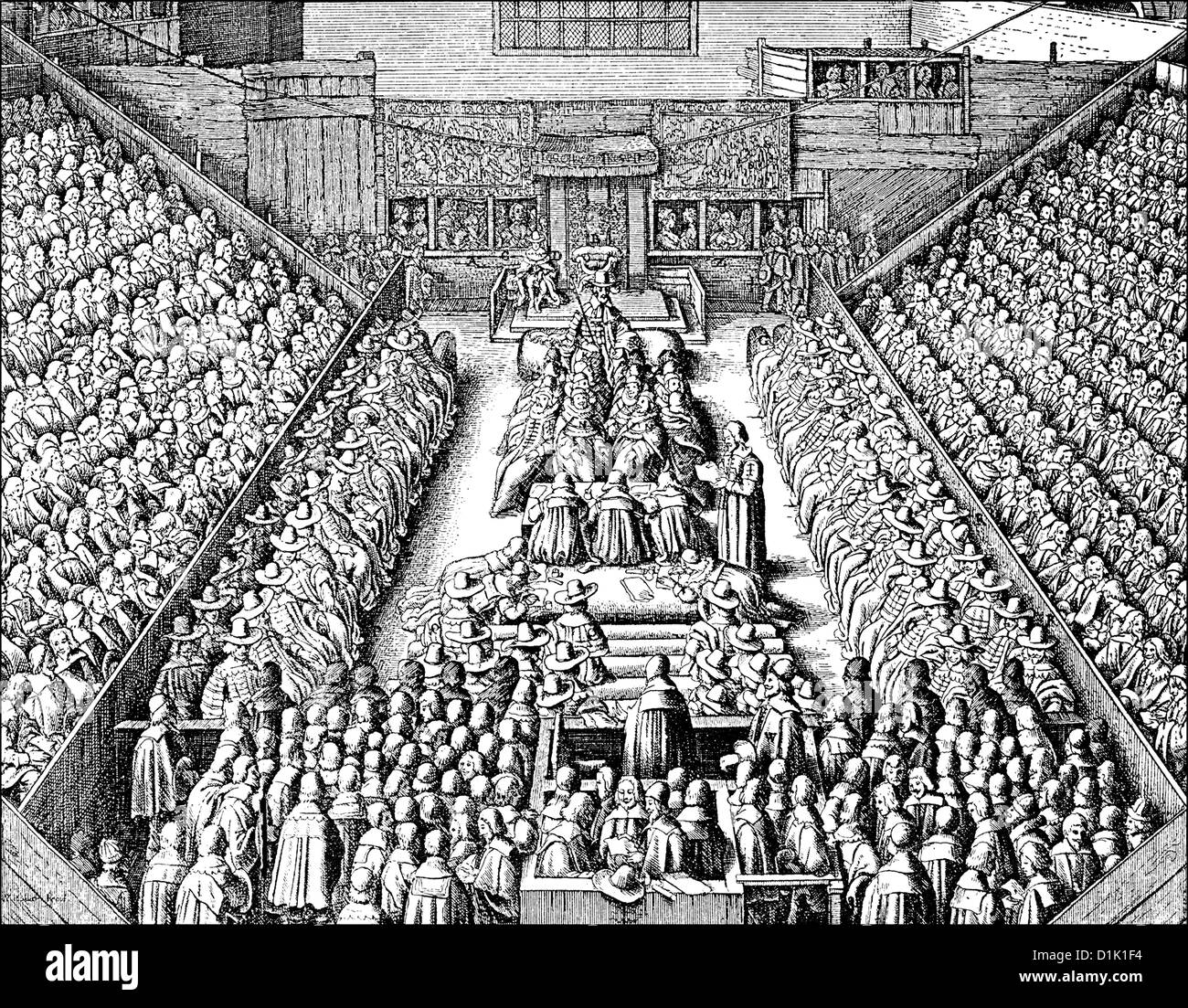 the English Parliament in the 17th century, the lawsuit of Thomas Wentworth, 1st Earl of Strafford, 1593 - 1641, Stock Photo