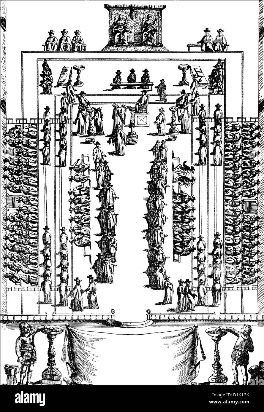 model of the vote in the British Parliament after the book The Commonwealth of Oceana, 1656, by James Harrington, 1611-1677, an Stock Photo