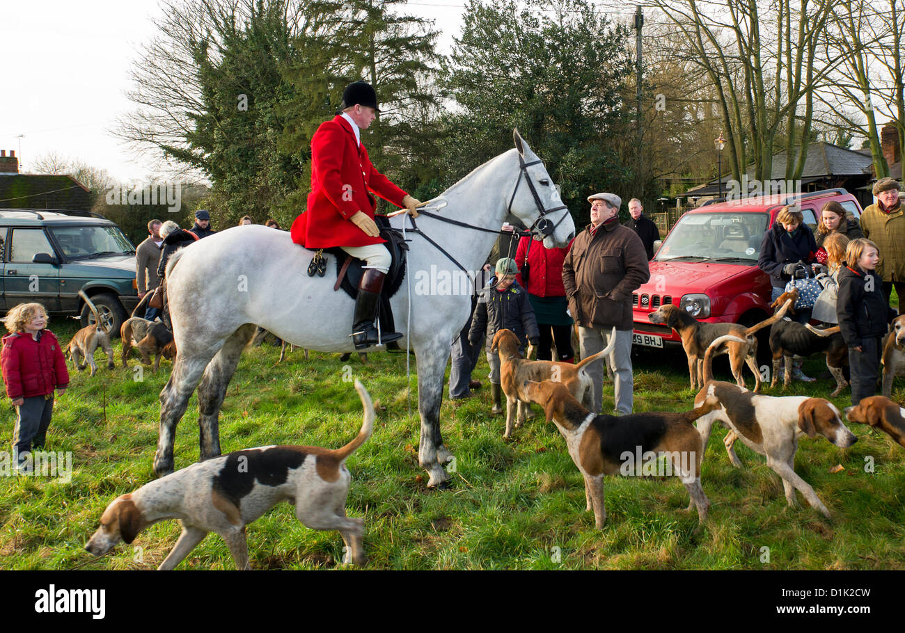 The Essex Hunt gather in Matching Green Village for their traditional