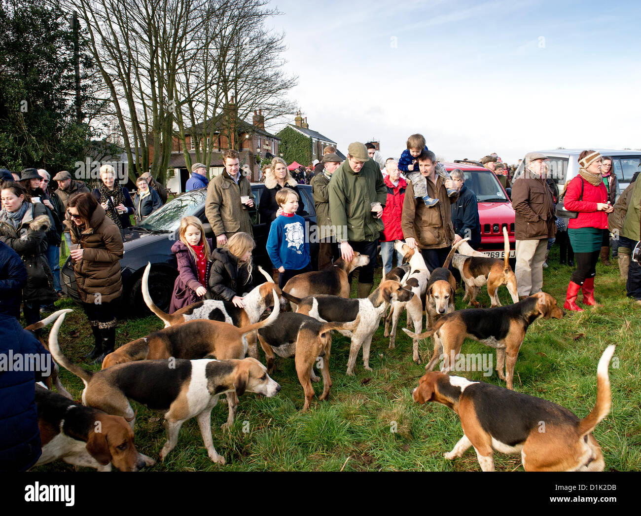 The Essex Hunt gather in Matching Green Village for their traditional