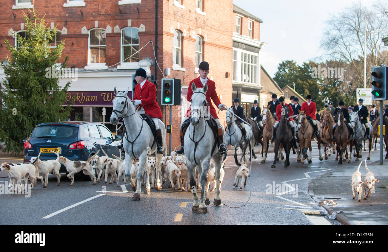 Wednesday 26th December 2012. The Cottesmore Hunt meet for their tradtional Boxing Day Meet at Cutts Close in Oakham, Rutland Stock Photo